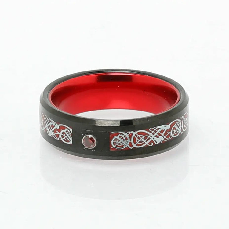 Anello di Jarl \"Sangue di Valhalla\" in tungsteno Anello di Jarl \"Sangue di Valhalla\" in tungsteno