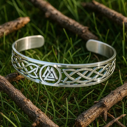 Bracelet Bracelet Viking Valknut ajustable en acier inoxydable - Odins Hall