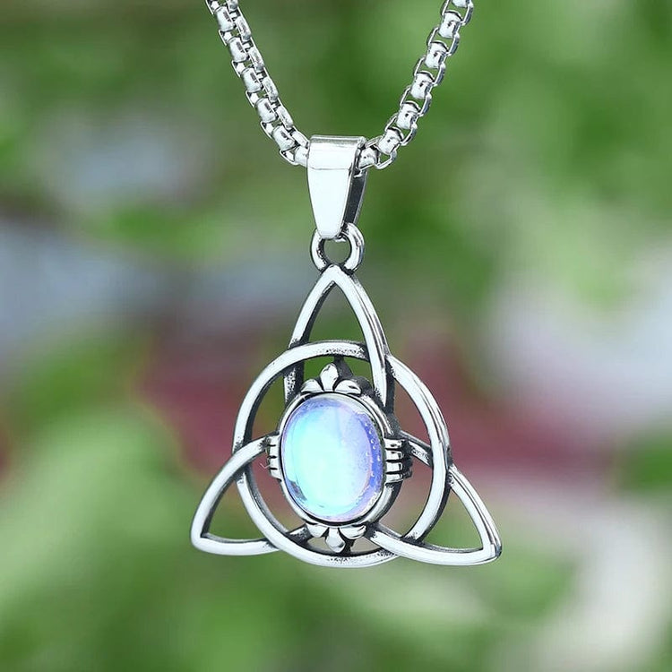 Collana Triquetra \"Talismano della femminilità\" con pietra di luna Collana Triquetra \"Talismano della femminilità\" con pietra di luna