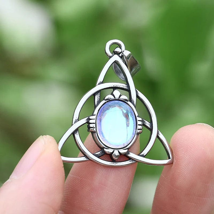 Collana Triquetra \"Talismano della femminilità\" con pietra di luna Collana Triquetra \"Talismano della femminilità\" con pietra di luna