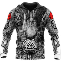 Felpa con cappuccio vichinga Mjöllnir e Valknut Felpa con cappuccio vichinga Mjöllnir e Valknut