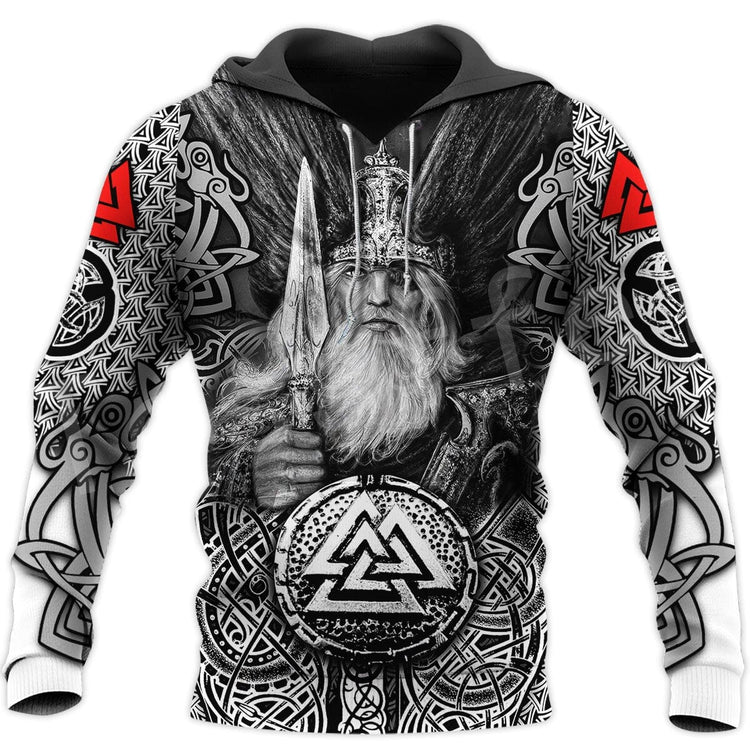 Felpa con cappuccio vichinga Mjöllnir e Valknut Felpa con cappuccio vichinga Mjöllnir e Valknut