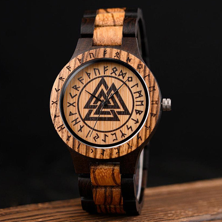Valknut Orologio in legno - Odin's Hall Valknut Orologio in legno - Odin's Hall
