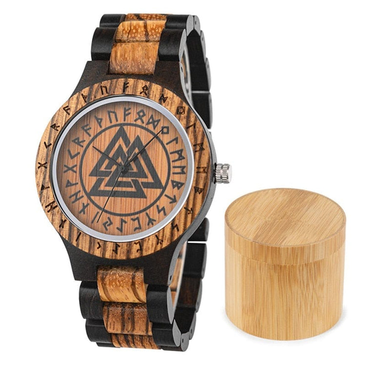 Valknut Orologio in legno - Odin's Hall Valknut Orologio in legno - Odin's Hall
