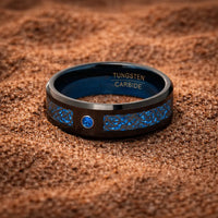 Anello da Jarl 'valhalla azzurro' in tungsteno