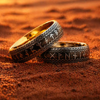 Anello vichingo \"Anello di Midgard Intrecciato di Rune\"