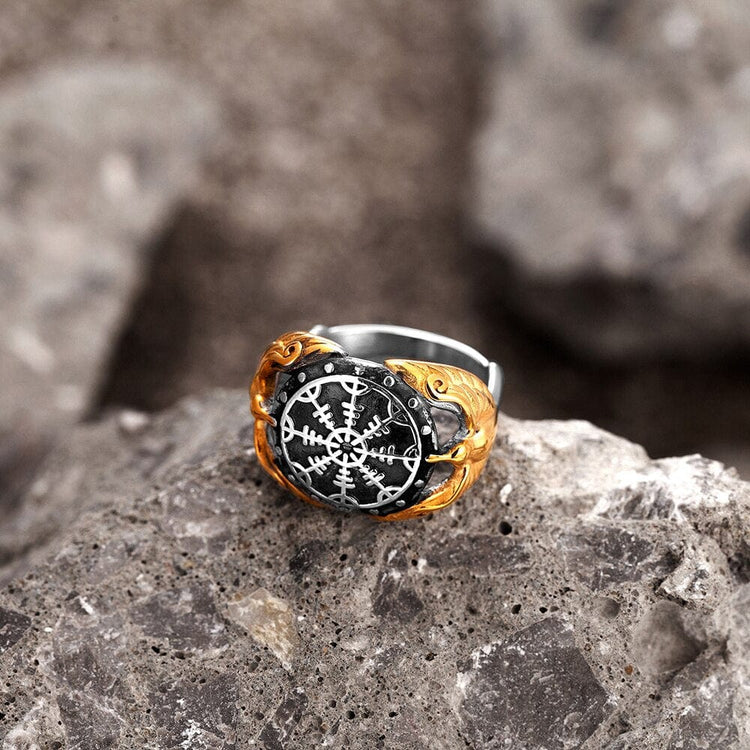 Anello vichingo - Corvi guardiani di Vegvisir