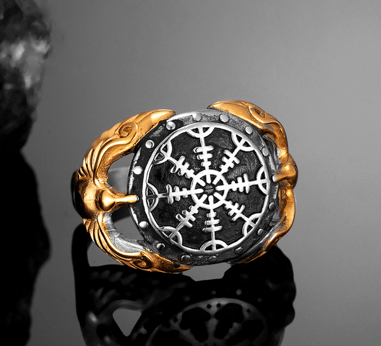 Anello vichingo - Corvi guardiani di Vegvisir