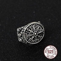 Anello vichingo in argento 925 - Vegvisir Leafing