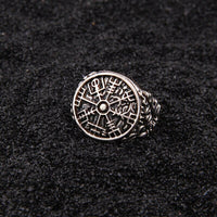 Anello vichingo in argento 925 - Vegvisir Leafing