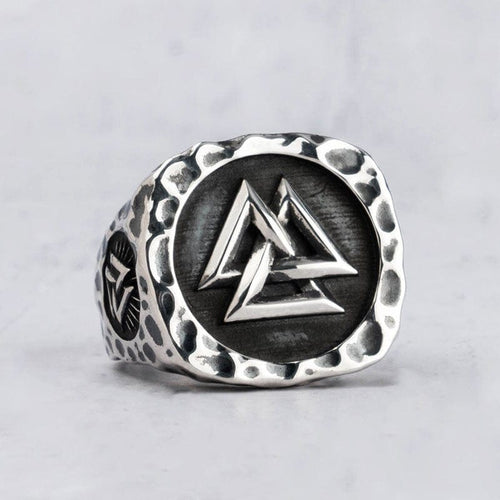 Bague Bague Viking en Argent Sterling 925 - L'Éclat du Valknut - Odins Hall