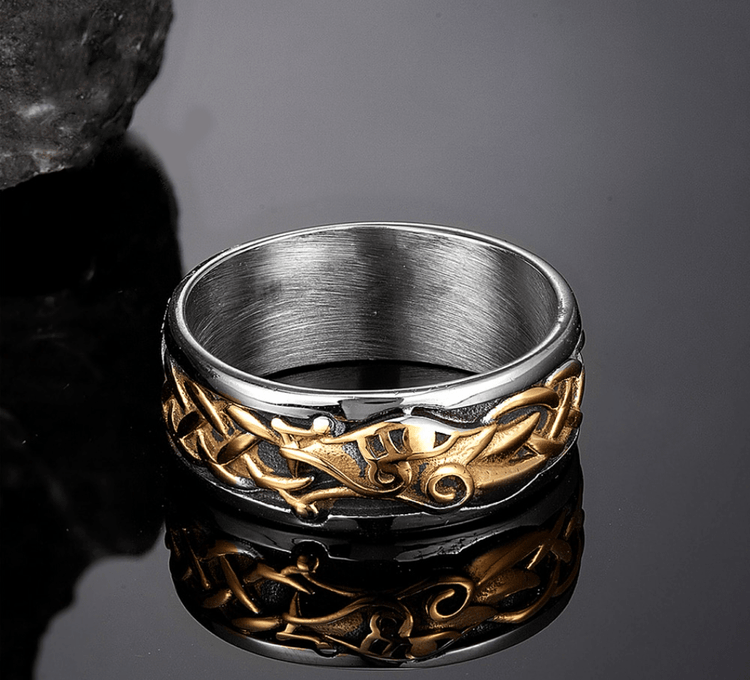 Anello con bussola vichinga nordica - Anello runico Vegvisir in acciaio Anello con bussola vichinga nordica - Anello runico Vegvisir in acciaio