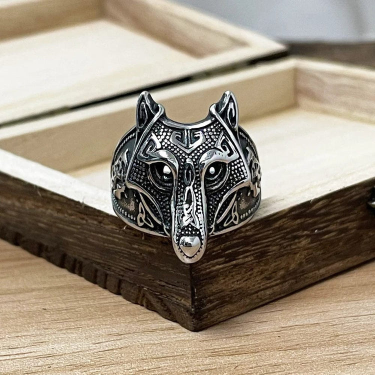 Anello vichingo Maschera di Fenrir