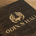 Scatola di legno con incisione della Odin's Hall