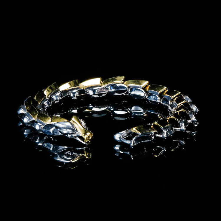 Bracciale a serpente \"Ira di Jörmungand\" - Oro / Argento