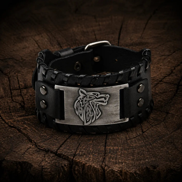 Bracciale in pelle regolabile - Lupo Fenrir®