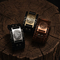 Bracciale in pelle regolabile - Simbolo Valknut®