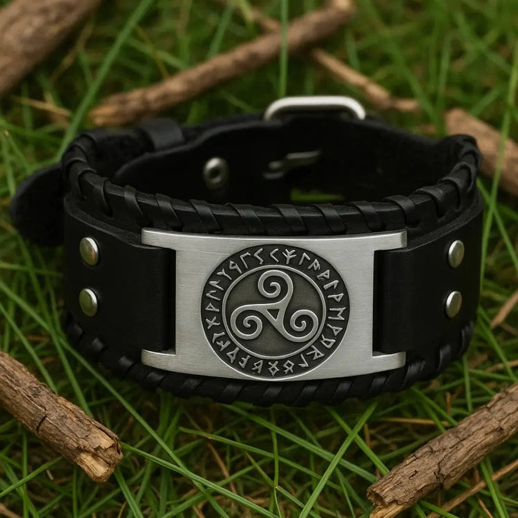 Cinturino Triskele in pelle bretone Breton