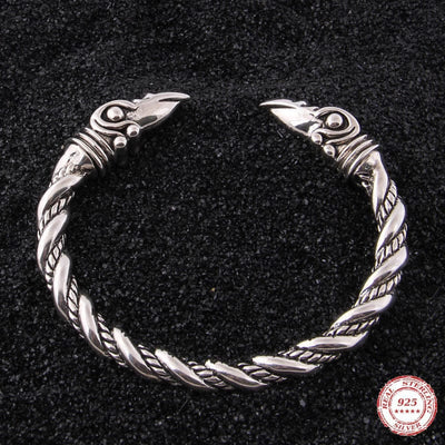 Bracciale vichingo in argento 925 - I corvi di Odino