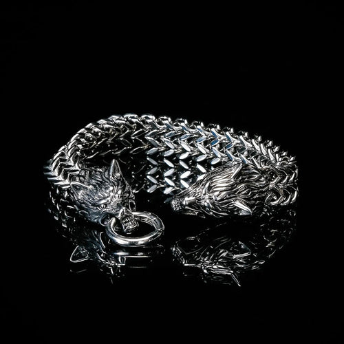 Bracelet Bracelet Viking Tête de Loup - Fenrir 21cm (Circonférence de poignet 18-19cm) - Odins Hall