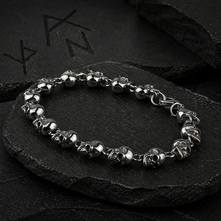 Bracciale vichingo testa di morto a catena