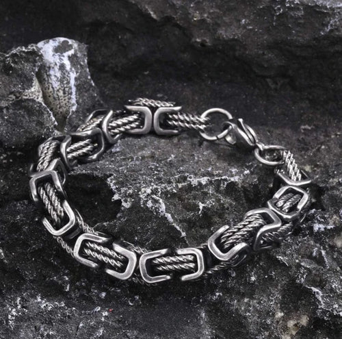 Bracelet viking tressé en acier inoxydable - Odins Hall