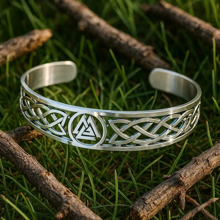 Viking Valknut Bracciale regolabile in acciaio inossidabile