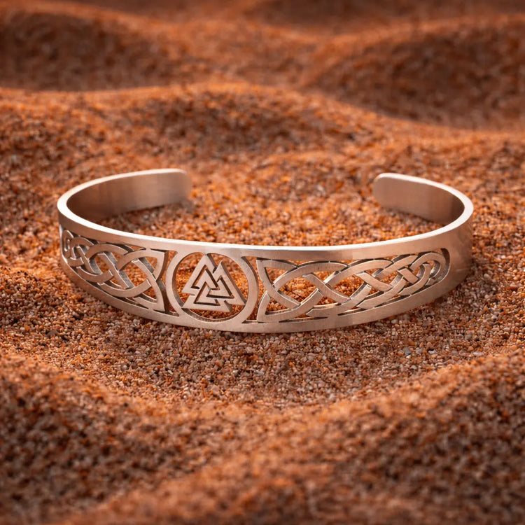 Bracciale Viking Valknut regolabile in acciaio inossidabile