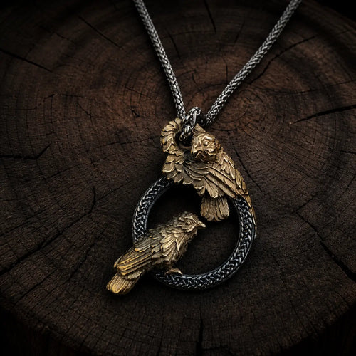 Collier nordique Collier corbeaux messagers d'Odin en acier inoxydable - Odins Hall