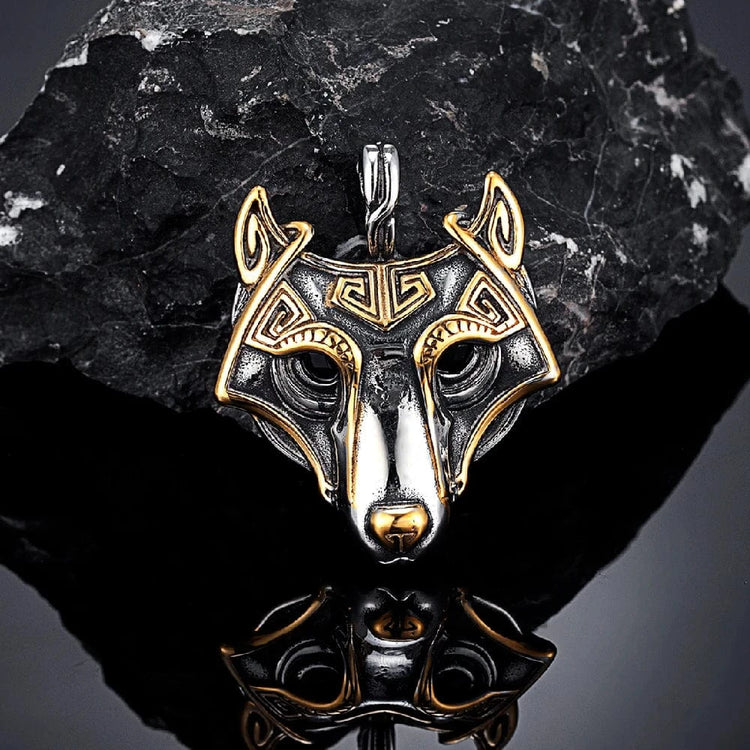 Collana con maschera Fenrir dorata