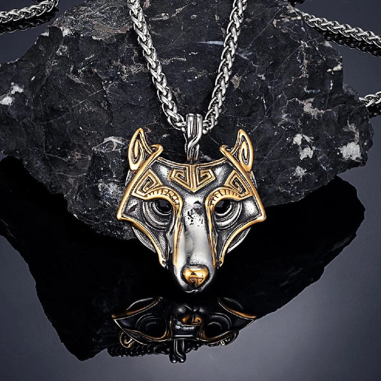 Collana con maschera Fenrir dorata