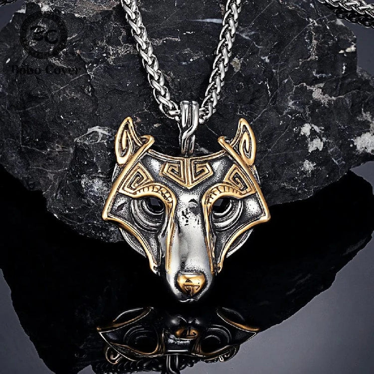 Collana con maschera Fenrir dorata
