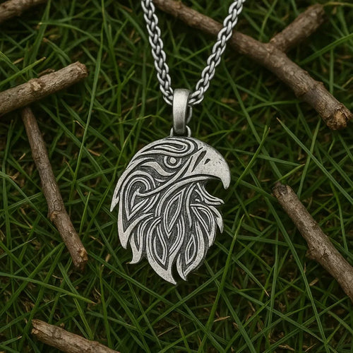 Collana con triplo corno di Odino in argento sterling, ciondolo Collana con triplo corno di Odino in argento sterling, ciondolo