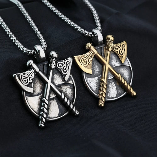 Collier Viking - Bouclier de Haches - Odins Hall