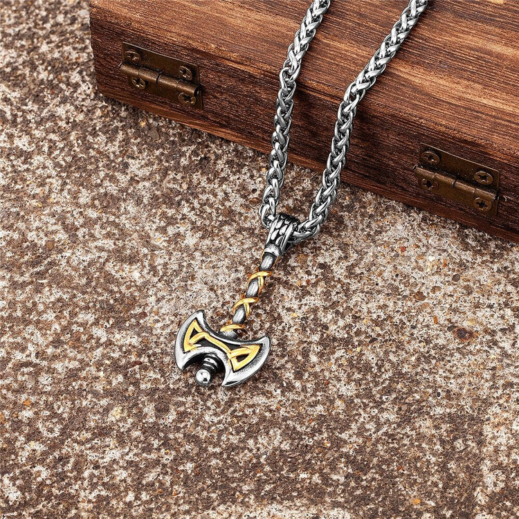 Set con catena a corda e collana con moneta vichinga color argento Set con catena a corda e collana con moneta vichinga color argento
