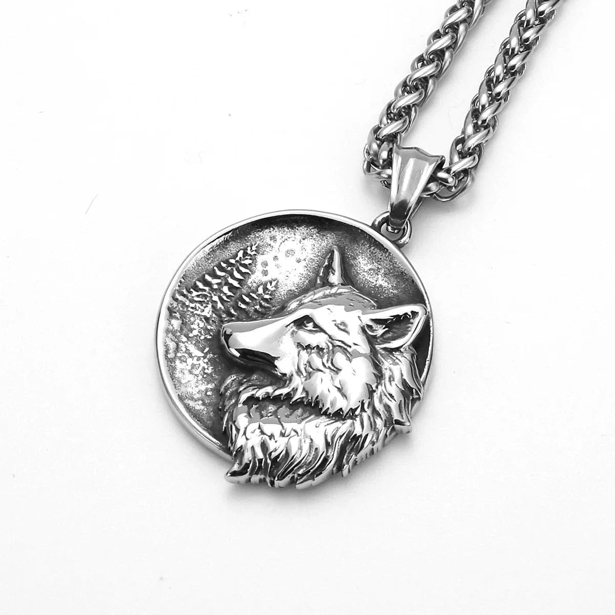 Collana Uomo Lupo Vichingo Nordico - Ciondolo Testa Di Lupo In Lega, Catena 70 Cm, Gioiello Amuleto Totem, Regalo Uomo