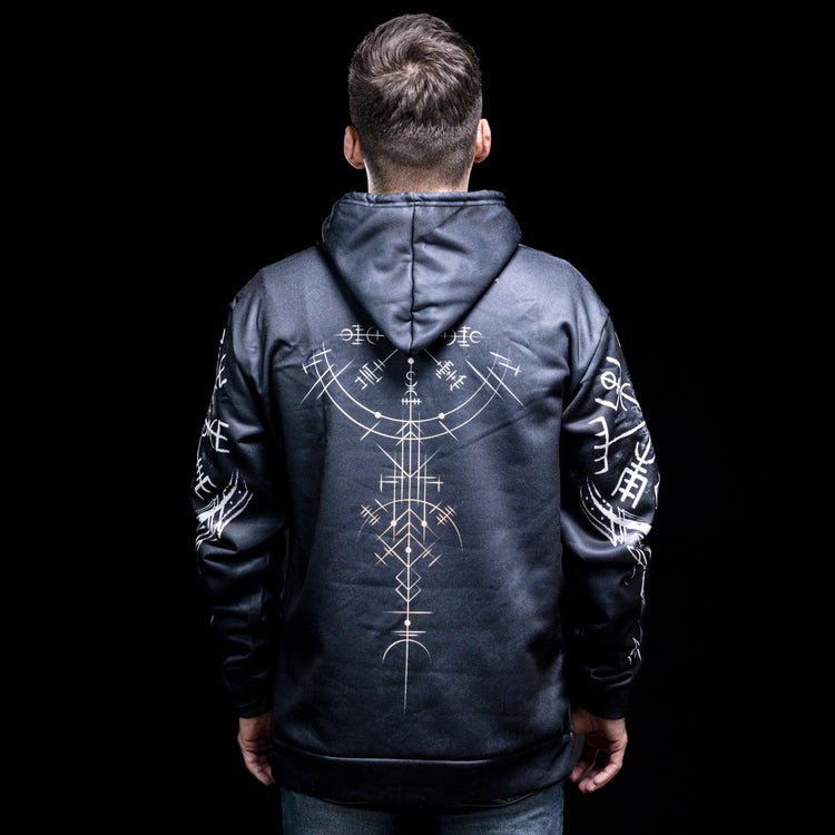 Felpa con cappuccio vichinga "Warrior Skull Hoodie - Viaggio nel Valhalla