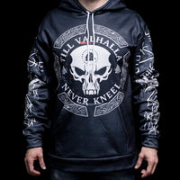 Felpa con cappuccio vichinga \"Warrior Skull Hoodie - Viaggio nel Valhalla