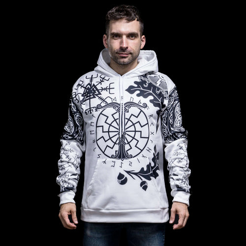 Vêtement Hoodie Viking "Hoodie Énigme Runique et Vegvisir" - Odins Hall