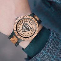 Valknut Orologio in legno - Odin's Hall