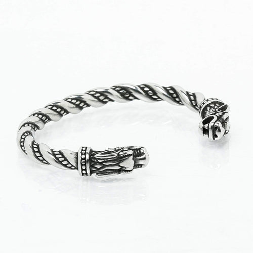 Bracelet Bracelet de loyauté - 2 têtes de Fenrir Argent sur fond blanc