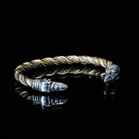 Bracciale della fedeltà vichinga - I corvi di Odino - Oro e argento