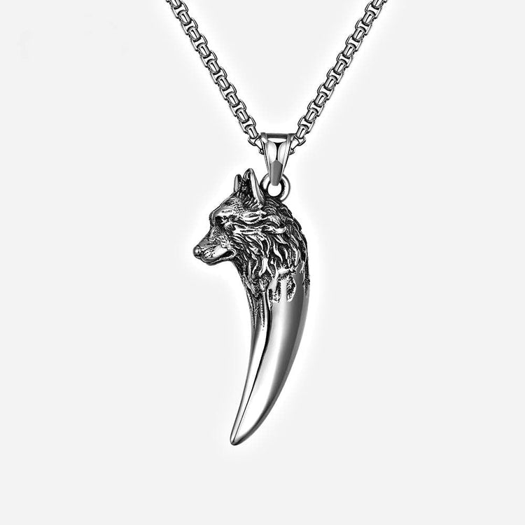 Collana da uomo con ciondolo lupo vichingo vintage, collana con rune Collana da uomo con ciondolo lupo vichingo vintage, collana con rune