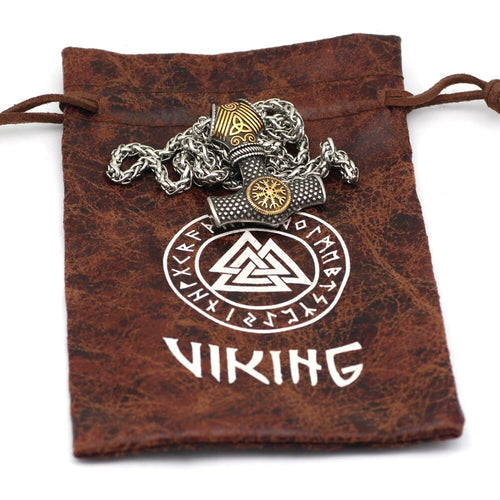 Collier Collier marteau de Thor avec heaume de la terreur - Vegvisir - Odins Hall