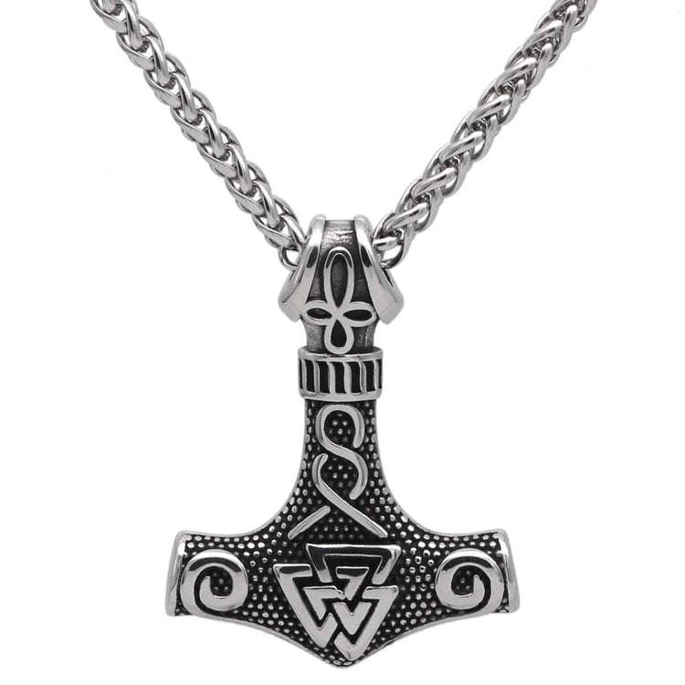 Vichinghi Accessori Collana Uomo Con Ciondolo Martello Di Thor (Mjolnir) - Acciaio Inox 316L, Finitura Argentata E Nera, Stile Vichingo Shovel Knight Vichinghi Accessori Collana Uomo Con Ciondolo Martello Di Thor (Mjolnir) - Acciaio Inox 316L, Finitura Argentata E Nera, Stile Vichingo Shovel Knight
