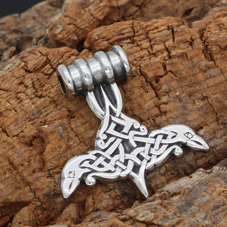 Collana Mjolnir a forma di corvi di Odino