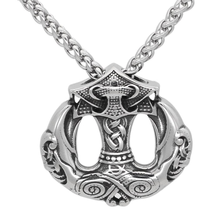 Collana Mjolnir - Martello di Thor con becchi di corvi di Odino