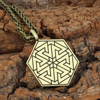 Collana piatto intagliato guida spirituale Vegvisir