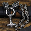 Collier Collier puissance de Mjolnir et protection de Freki et Geri Argent / 70cm - Odins Hall