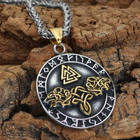 Collana Valknut Odin Wolves